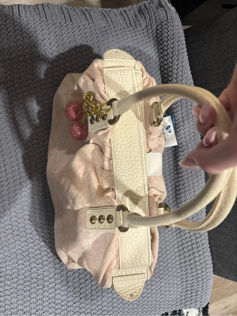 Vintage Louis Vuitton Blush Pink Monogram Canvas Satchel with Cream Handles